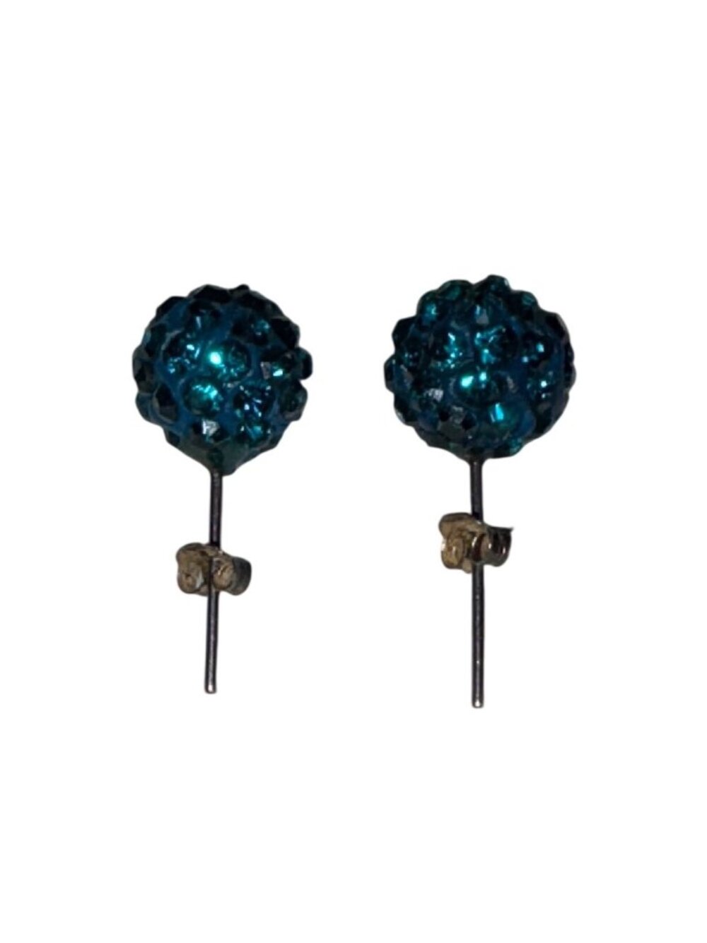 Sparkling Blue Crystal Ball Stud Earrings – Rhinestone Design Lightweight & Styl - Picture 2 of 7